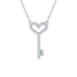 NEW Helzberg Diamond key pendant Necklace sterling silver