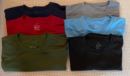 Men or Women Crew Neck T-Shirt Pack - Black, Navy, Red, Olive, Gray, Light Blue