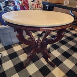 Antique Victorian Oval Marble Top Table