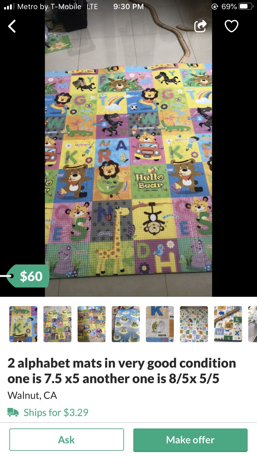2 alphabet mats in very good condition ine is 7,5x5 another one is 8.5x5.5