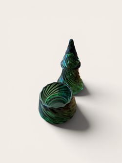 Glass Christmas tree candle holders