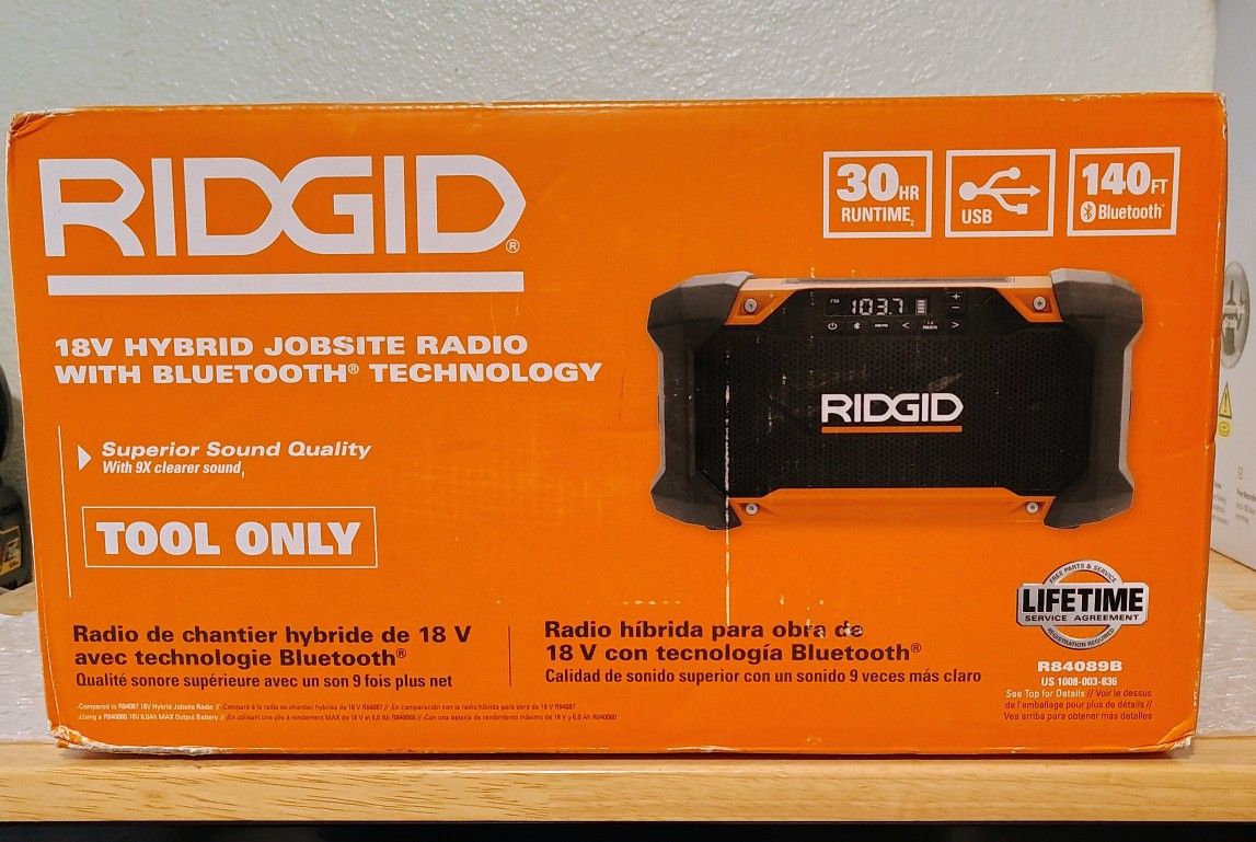 Ridgid 18v Hybrid Jobsite Radio with Bluetooth...$90....Firm On Price... Brand New... Pickup Only...