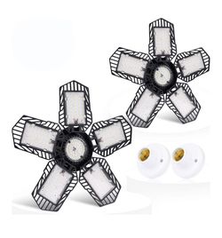 Tanbaby LED Garage Lights 2 Pack 150W Garage Light 15000LM with 5+1Multi-Position Panels Deformable
