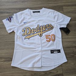 Women’s LA Dodgers White Gold Mookie Betts Stitched Jersey, S To 2xl 