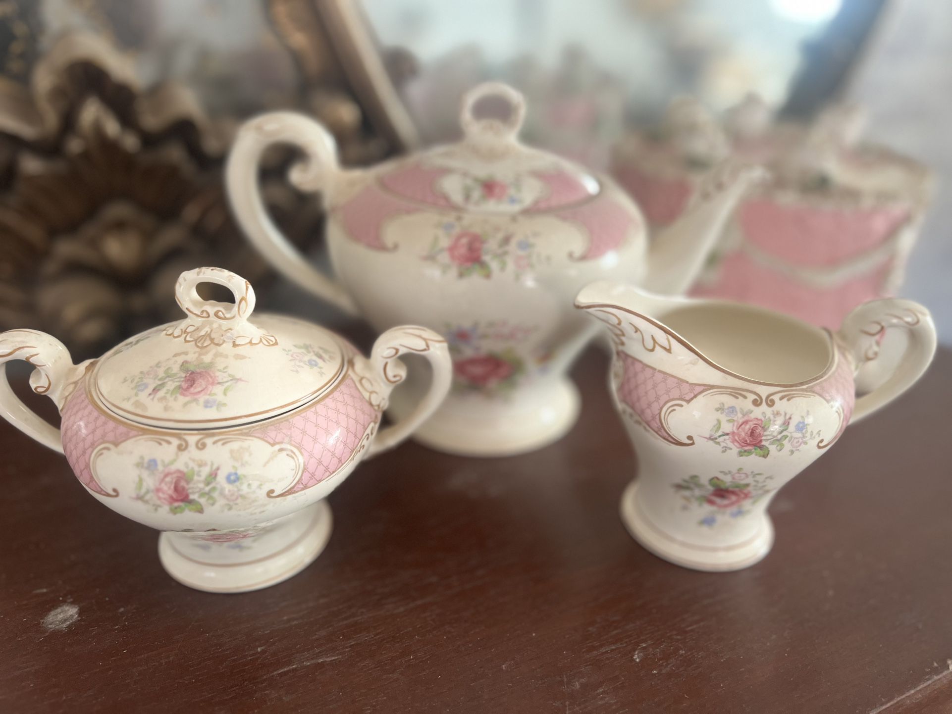 Antique three piece, teapot set
