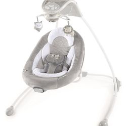 Ingenuity InLighten Baby Swing - Cool Mesh Fabric, Vibrations, Swivel Infant Seat, Nature Sounds, Light Up Motorized Mobile - Braden