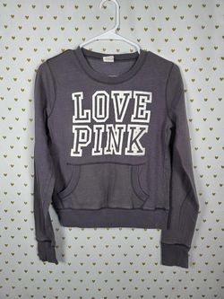 Victorias Secret Pink Vintage Y2K Front Pocket Logo Sweater Shirt XS