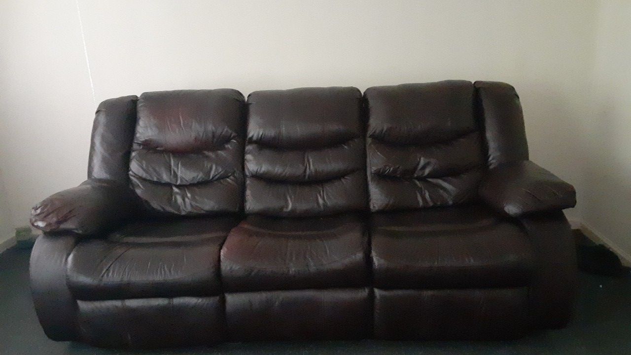 Brown 3 Seat Reclining Couch