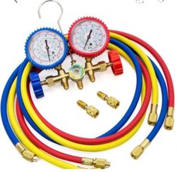 Stark USA Manifold Gauge Set R410A R22 R404A HVAC A/C Refrigeration Charging Serv Diagnostic Refrigerants 3 Way AC Freon Recharge with 5ft Hose26017/2