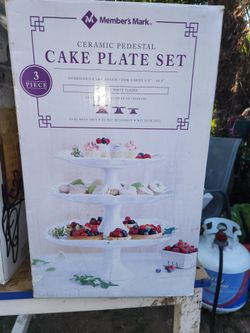 Ceramic pedestal Cake plate set