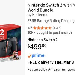 Nintendo Switch2 Bundle with Super Mario