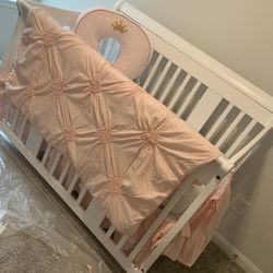 Pink Floral Crib Bedding Set