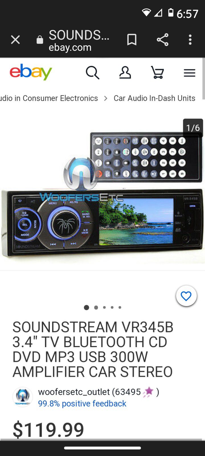 Car Stereo Sound Stream Mp3/Cd/Dvd