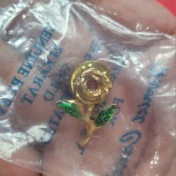 Harriet Carter Genuine Ruby, 24K Gold Plated Rose Branch Pin.