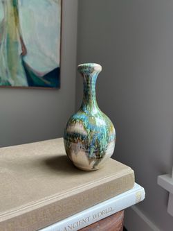 Small Handcrafted Abstract Accent Vase ( H7.6" ) firm on price