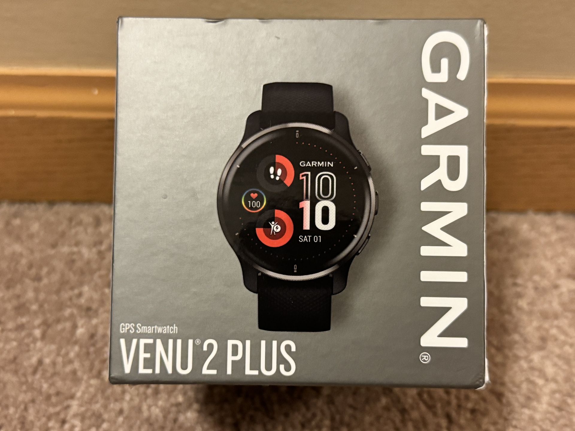 Garmin Venu 2 Plus, Black, Box, Charger, Screen Protector