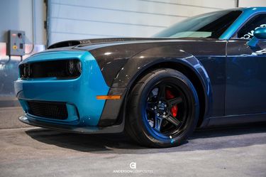 Carbon fiber front flare extension panel for 2018-2023 Dodge Challenger Widebody