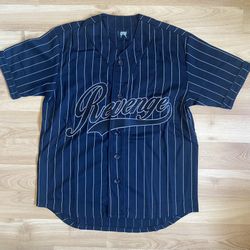 Revenge Pinstripe Baseball Jersey (Black)