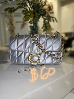 Coach Quilted Crossbody – Silver, Chain Strap (Brand New)