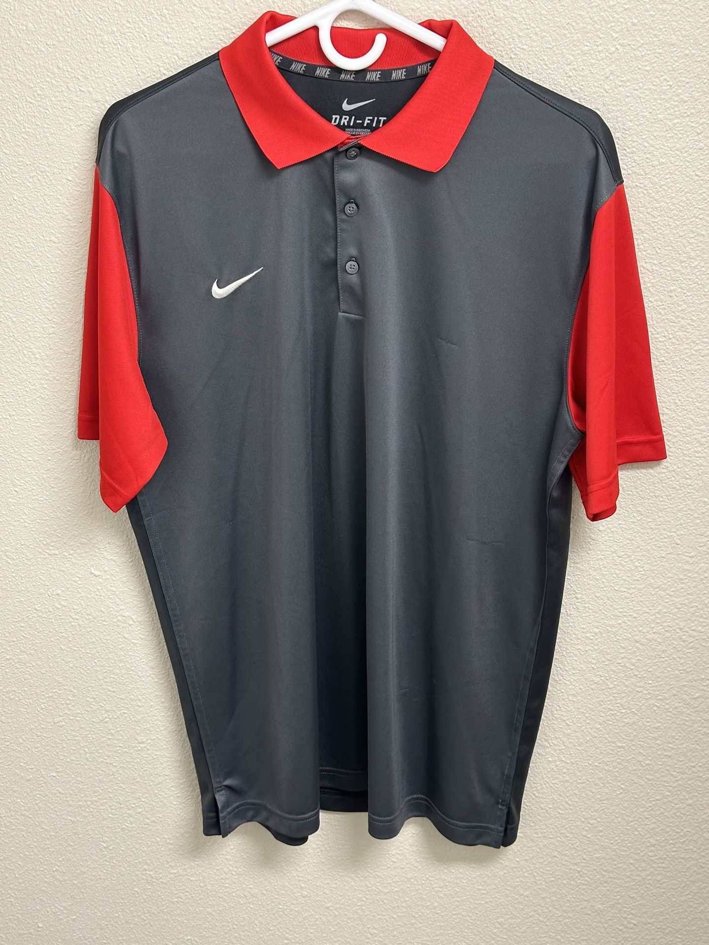 * NIKE Men’s Dri Fit Performance Golf Polo Shirt Grey/Red Size Large