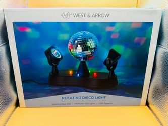 West & Arrow Rotating Disco Ball Multicolor LED Lights USB-Powered