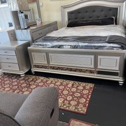 King Bed Frame On Clearance ( Last One) King Bed Frame, Dresser, Mirror, Night Stand, Mattress Box  Springs) 