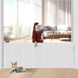 120 inch Retractable Baby Gates 42 inch Tall, Retractable Gate with Reinforced Strip Design to Prevent Crawling Through, 10 FT Extra Wide Retractable 