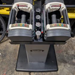 PowerBlock 90lb Adjustable Dumbbells With Stand 