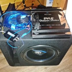 Combo: 12" Rockville Subwoofer 1400w/Pyle Amp 1400w/ Scosche Adapter/ Rca Cables