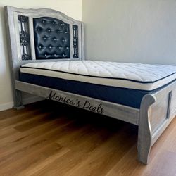 Queen Solid Wood Bed With Mattress $800