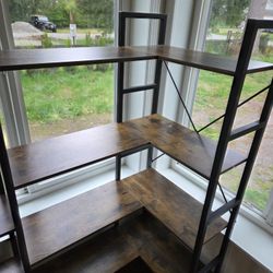 Black and Brown L-shape Bookshelf 