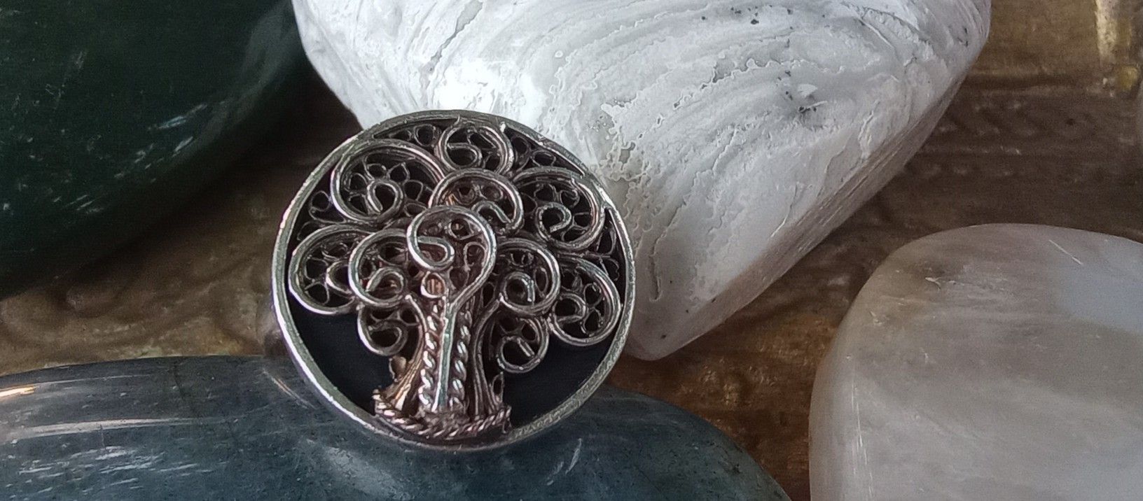 Sterling Silver Onyx Adjustable Tree Ring