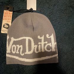 Von Dutch Beanie Gray White One Size 