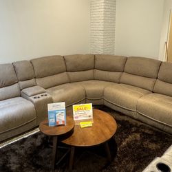 Black Friday sale now. Alejandra beige reclining sectional only $1799. Easy finance option. Same-day delivery.