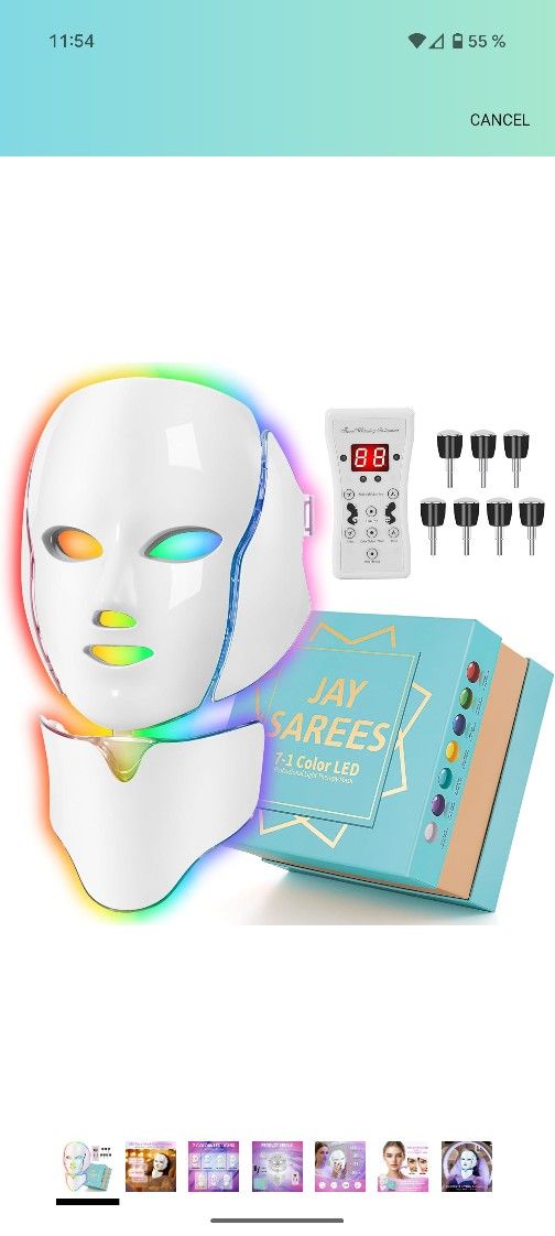 Red-Light-Therapy-for-Face, Led Face Mask Light Therapy, 7-1 Colors LED Facial Skin Care Mask (White)