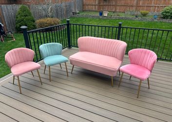 Velvet Loveseat and Chair Set – 4 Pieces