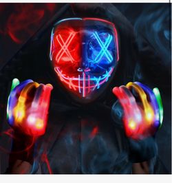 LED Light-Up Halloween Mask and Gloves Set