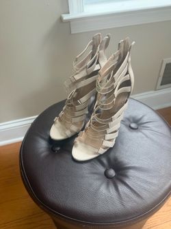 Aldo Cream Strappy Cage Heels