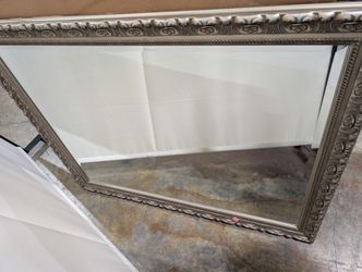 Decorative Ornate Framed Wall Mirror with Distressed Finish