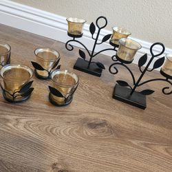 Set Of Decorative Metal Tea Light Or Candle Holders - Perfect For Indoor And Outdoor Use