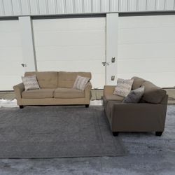 Tan Ashley Couch Set (🚚Free Delivery🚚)