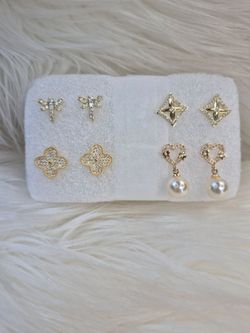 Beautiful sets of Earrings small tiny 14K Gold Laminated Hypoallergenic Waterproof Non Tarnish Excellent Quality Jewelry
