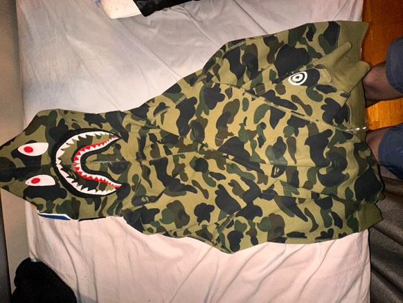 BAPE 1st Camo Shark Full Zip Hoodie 'Green'