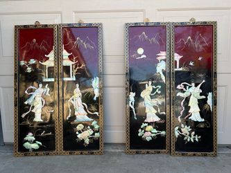 4 Chinese decorative wall panels