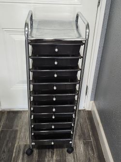 Black and Chrome 1-Drawer Storage Cart