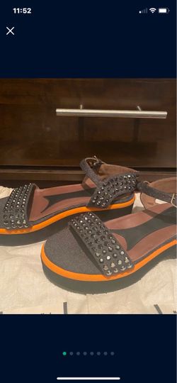 Marni Embellished Flat Sandals with Orange Sole