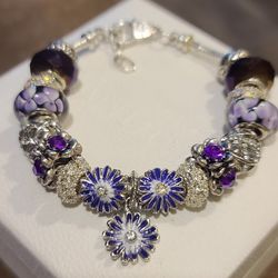 Pandora Style Charm Bracelet 7"