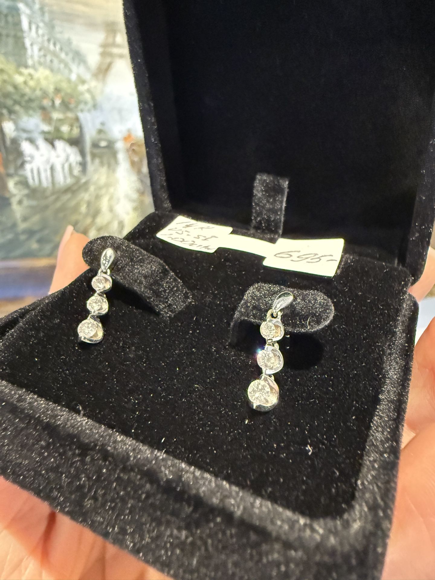 14K White Gold Natural Diamonds Earrings Perfect Gift For Holidays