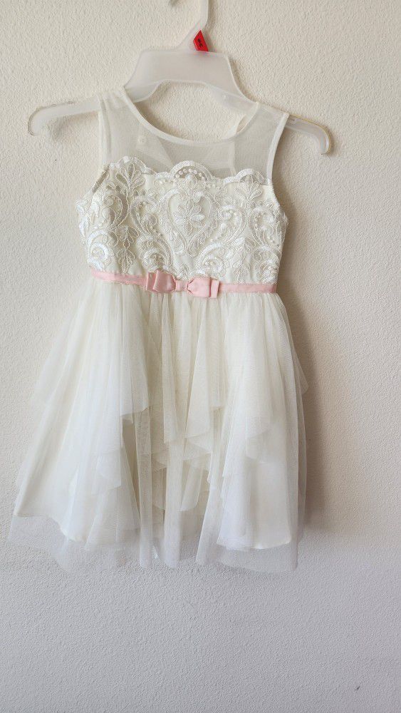 White white embroidered tulle dress for 4-5 year old girl