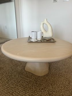 Espira Round 35" Cream Marbled Resin Coffee Table